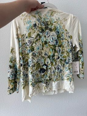 Etcetera Cream Floral Long-Sleeve Camisole with Blue and Green Accents